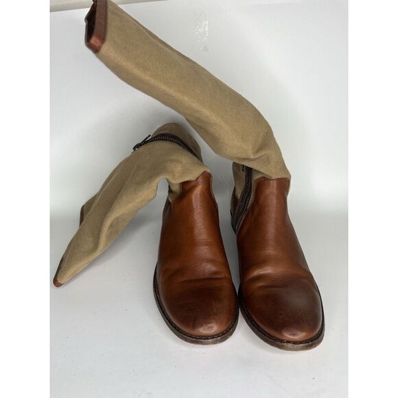 frye riding boots Women Size 6.5B Brown Leather Zipper - Picture 2 of 13